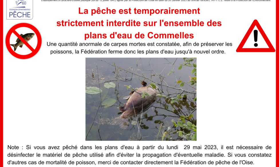 Fermeture de la pêche aux étangs de Commelles